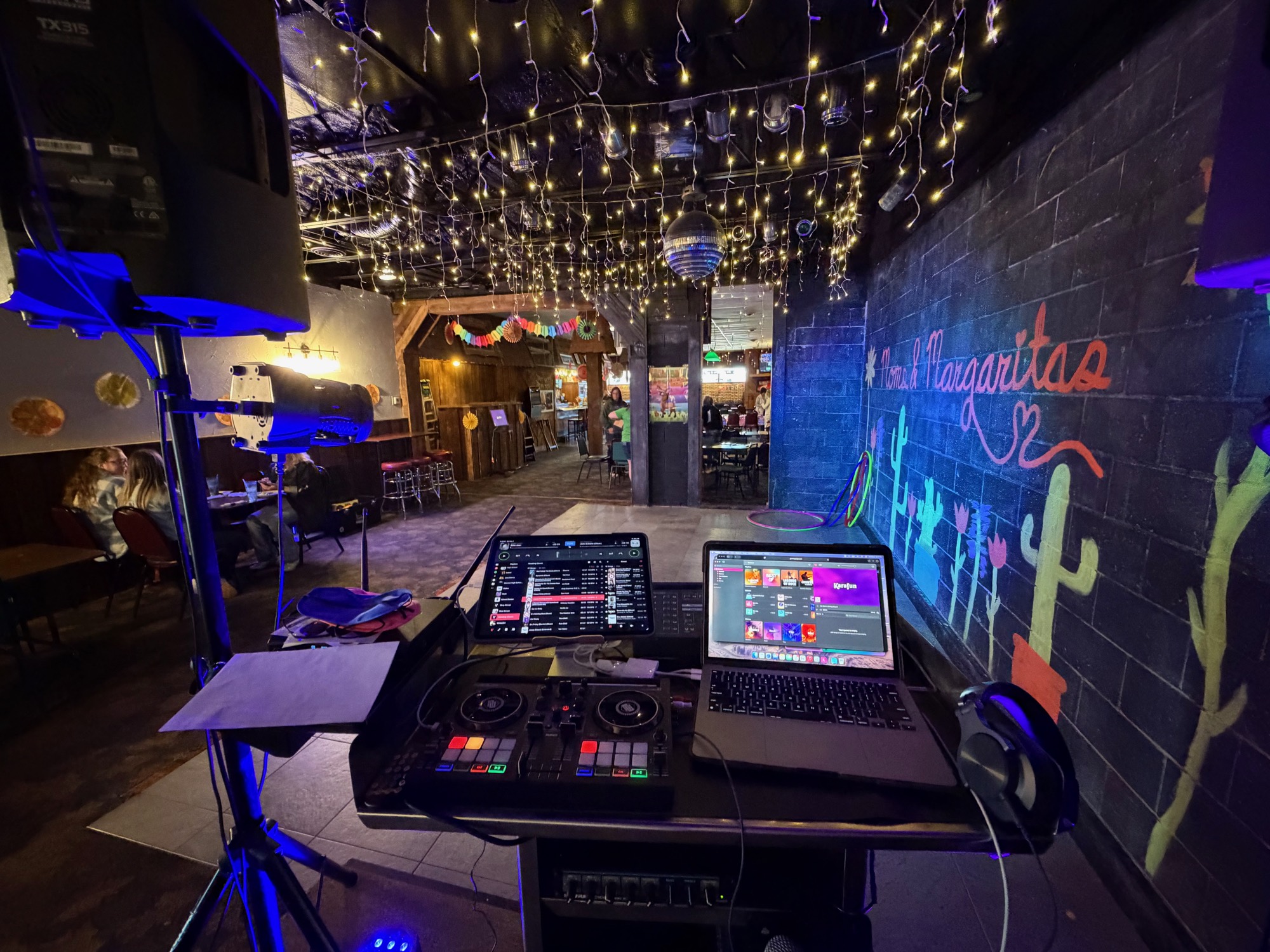 DJ and karaoke controls ready at Cedar Haus