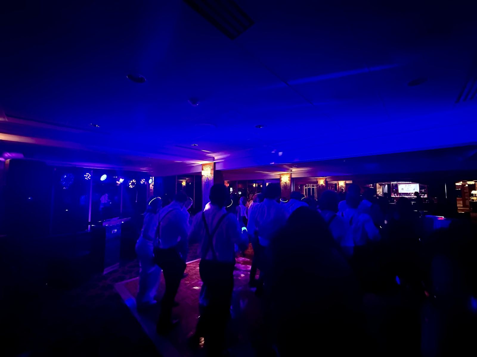 Guests filling the dance floor late in a wedding reception