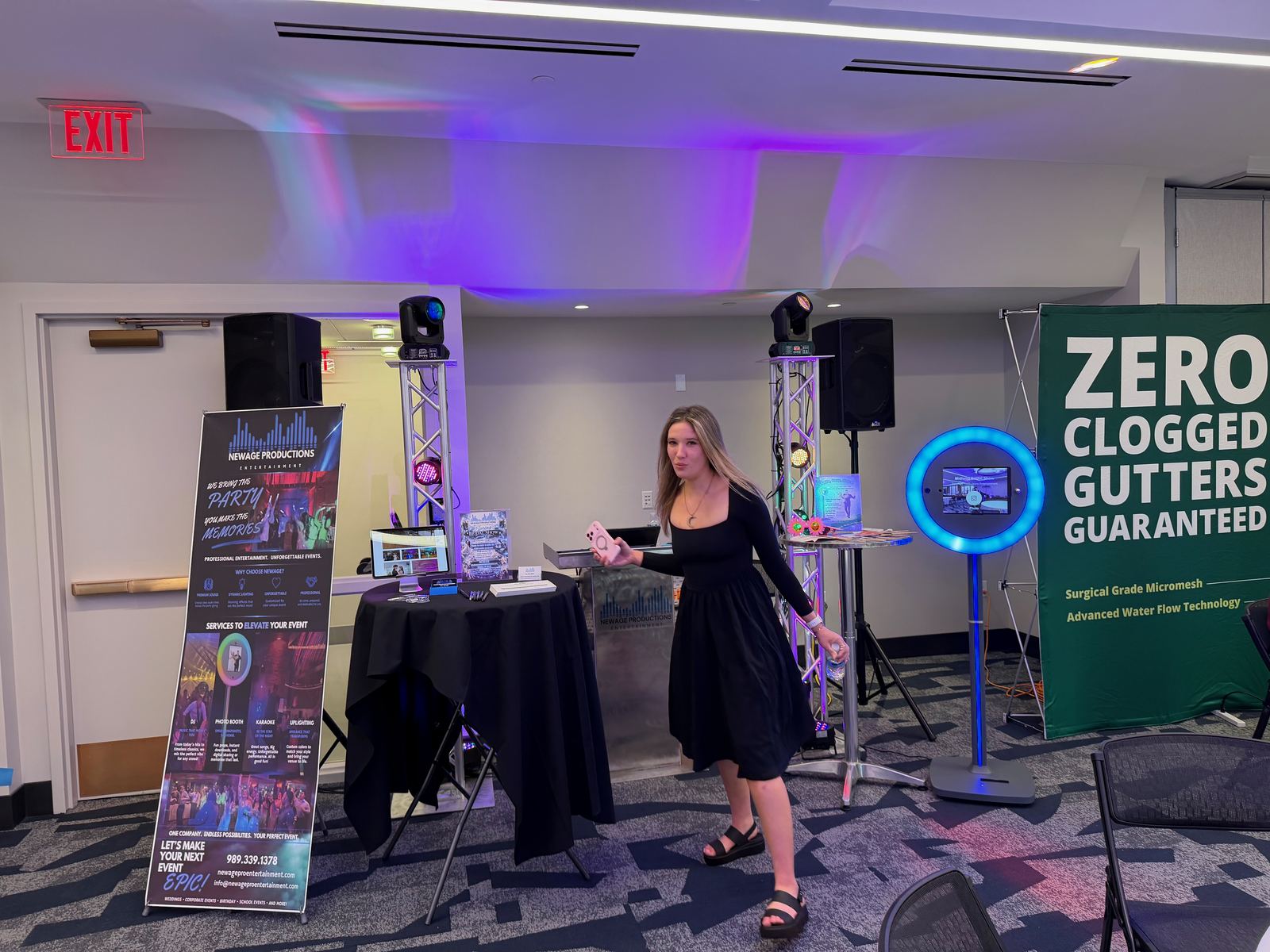 Wide view of the complete NewAge Productions wedding expo booth